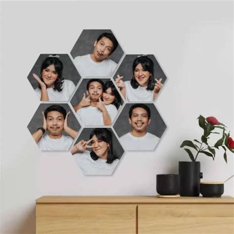 Jual Hiasan Dinding Kayu Mdf Hexagonal Custom Foto Kamu 1 Set Isi 7 Pcs Shopee Indonesia