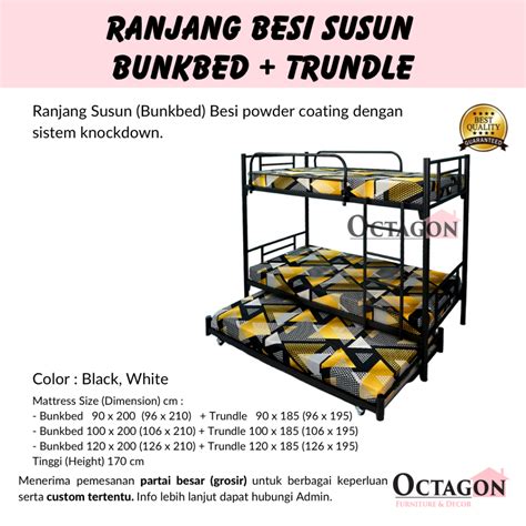 Jual KIRIM KARGO 100x200 Ranjang Besi Susun Sorong Tarik 3 Tingkat