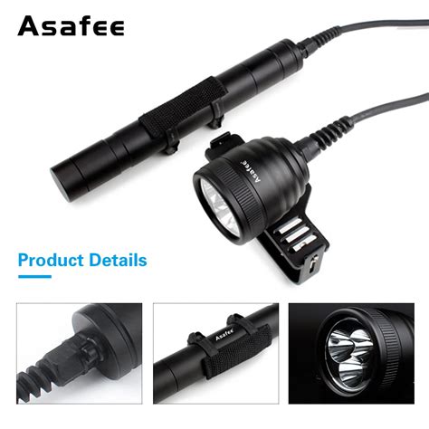 Asafee DIV10 150M Deep Diving Flashlight XM L2 LED 3000LM Press Switch