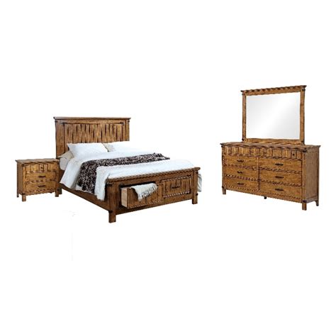 Coaster Brenner 4 Piece Wood Queen Storage Bedroom Set In Brown