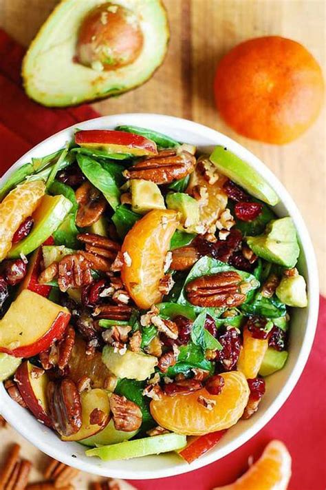 Apple Cranberry Spinach Salad With Pecans Avocados And Balsamic