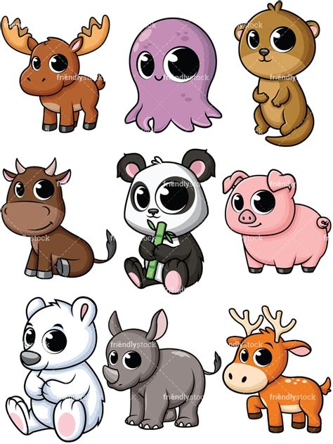 Cartoon Baby Animals Clipart - FriendlyStock