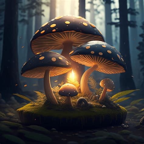 Mushroom Forest Wallpaper K Surreal Ai Art Off