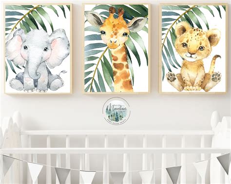 Printed Safari Nursery Wall Prints Safari Jungle Animal Etsy