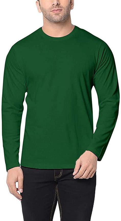 Plain Long Sleeve Shirts Mens Round Neck Tees Pack Of 3