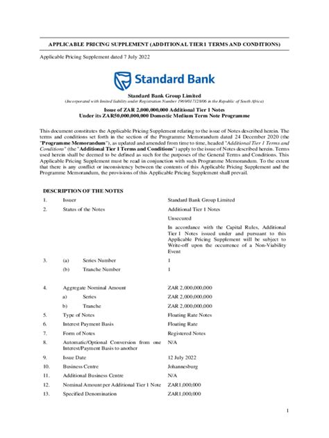Fillable Online Applicable Pricing Supplement Mtn Group Fax Email