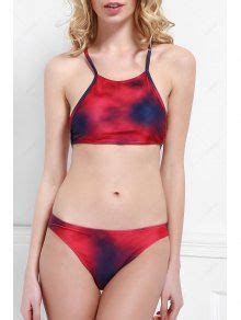 Halter Tie Dye Bikini Set In PURPLISH RED ZAFUL 2024