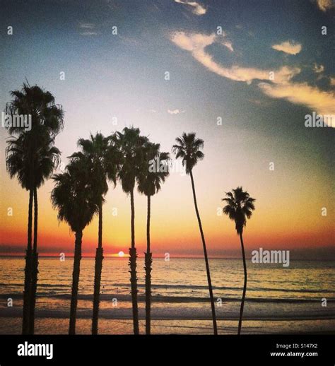 California beach sunset Stock Photo - Alamy