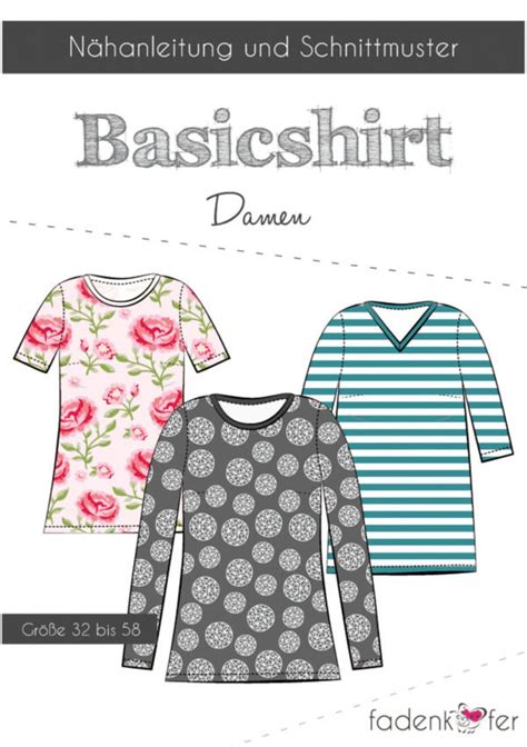 Basicshirt Damen Papierschnittmuster Von Fadenk Fer Etsy