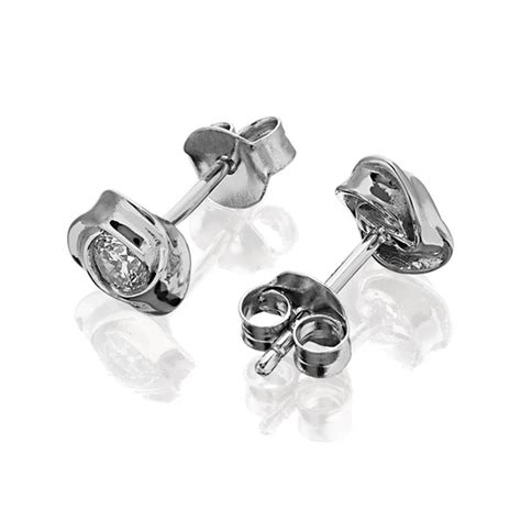 Briolette Silver Cubic Zirconia Knot Stud Earrings J F Hinds