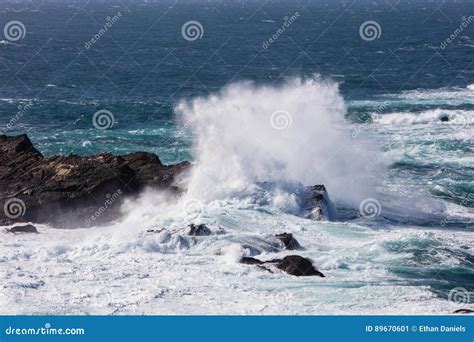 Waves Crash on Rocky California Coastline Stock Image - Image of crash ...