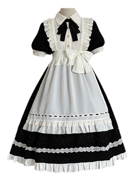 Klassisches Lolita Op Kleid Teilig Set Schwarzes Kleid Wei E Sch Rze