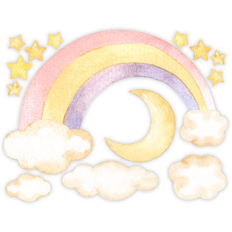 Sticker Mural Enfant Kit Aquarelle Arc En Ciel Webstickersmuraux