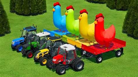 RIGITRAC Vs LANDINI Vs FENDT MINI TRACTORS BATTLE WITH GIANT CHICKENS