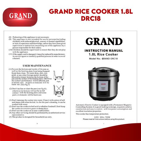 Grand L Heavy Duty Rice Cooker Drc With Free Spoon And Measuring