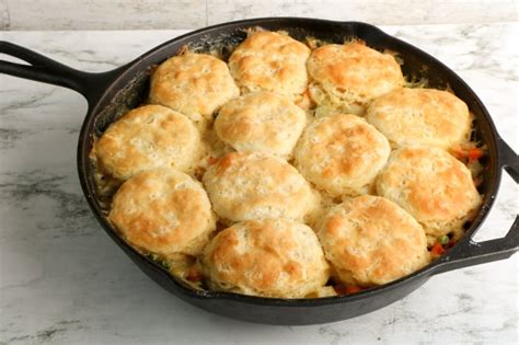 Skillet Turkey Pot Pie With Biscuit Topping Recipe Thrifty Jinxy