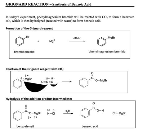 Solved Grignard Reaction Synthesis Of Benzoic Acid In Today S