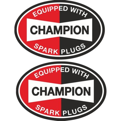 2x Champion Spark Plug Style 2 Stickers Decals Decalshouse