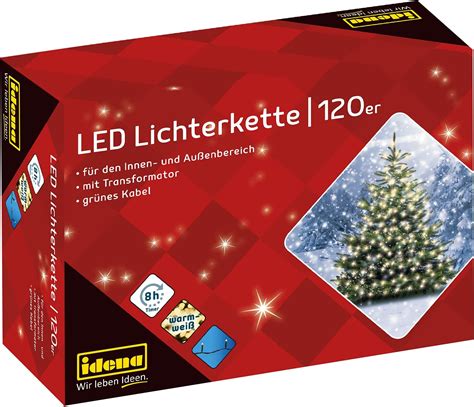 Idena 31869 - LED Lichterkette mit 200 LEDs in Warmweiß, mit 8 Stunden ...