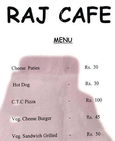 Menu At Raj Cafe Jaipur Wp G G