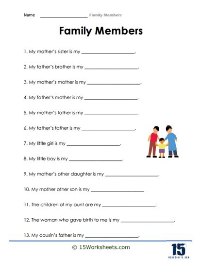 Family Members Worksheets - 15 Worksheets.com