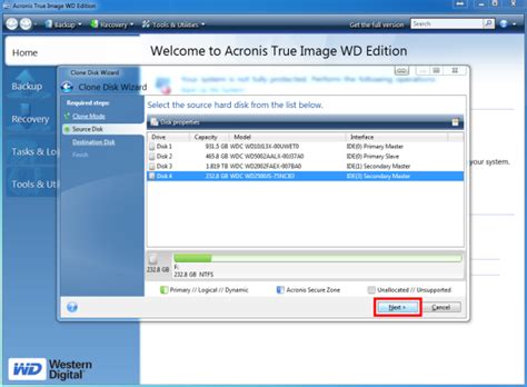 Manually Clone a Disk with Acronis True Image for Western Digital