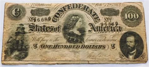 Confederate States Of America Currency Note Richmond Bill