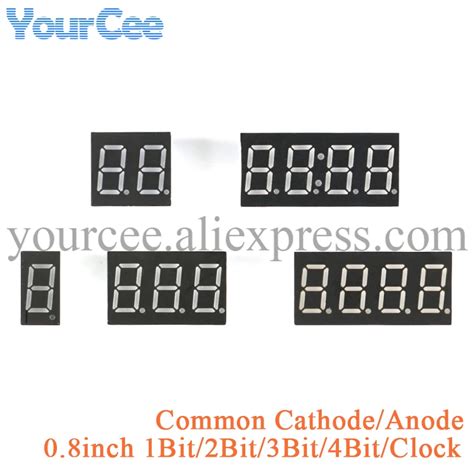 2pcs 0 8inch LED Display 7 Segment 1 Bit 2 Bit 3 Bit 4 Bit Clock Digit