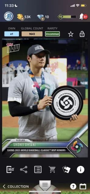 Topps Bunt Shohei Ohtani Wbc Topps Now Mvp Award Digital Card