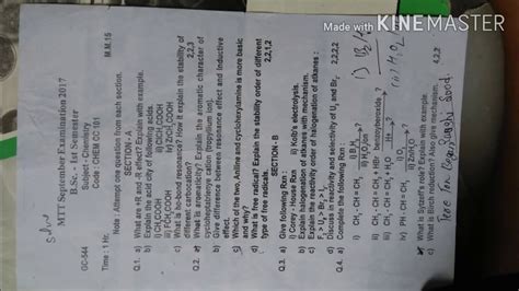 HPU BSc First Year Chemistry Question Paper Mtt Studywithme YouTube