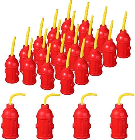 Amazon Bedwina Straw Fire Hydrant Cups With Lids Pack Of