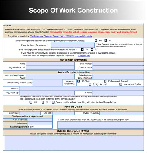 10 Scope Of Work Templates Free Word Pdf Excel Doc Formats