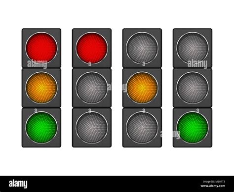 Set Of 4 Modern Led Traffic Light With Different Sequence Of Switching