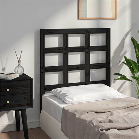 Bed Headboard Black 80 5x4x100 Cm Solid Wood Pine