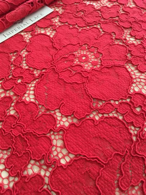 Red lace fabric - Guipure lace - lace fabric from Imperiallace.com