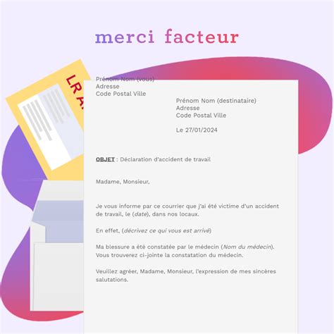 Lettre De D Claration D Accident De Travail Mod Le Gratuit Avec Merci