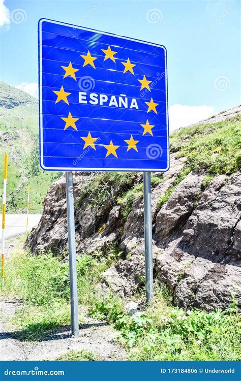 European Border between Spain and France in the Pyrenees Mountains ...