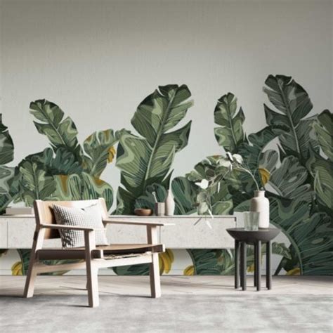 Big Banana Tree Leaves Tropical Wallpaper Mural | Silk Interiors ...