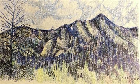 Rocky Mountain Range Drawing By Carolyn Alston Thomas Pixels