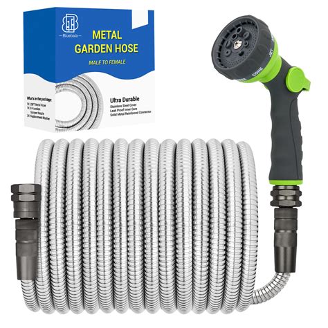 Metal Garden Hose 75ft Heavy Duty Stainless Steel Water Hose With 8