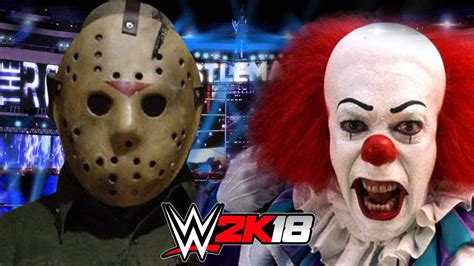 Jason Voorhees Vs Pennywise Title Match Wwe 2k18 Gameplay Youtube