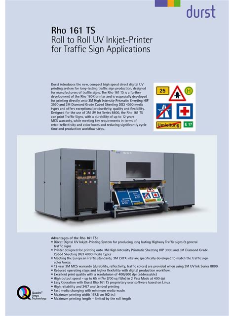 Durst Rho 161 Ts Brochure And Specs Pdf Download Manualslib