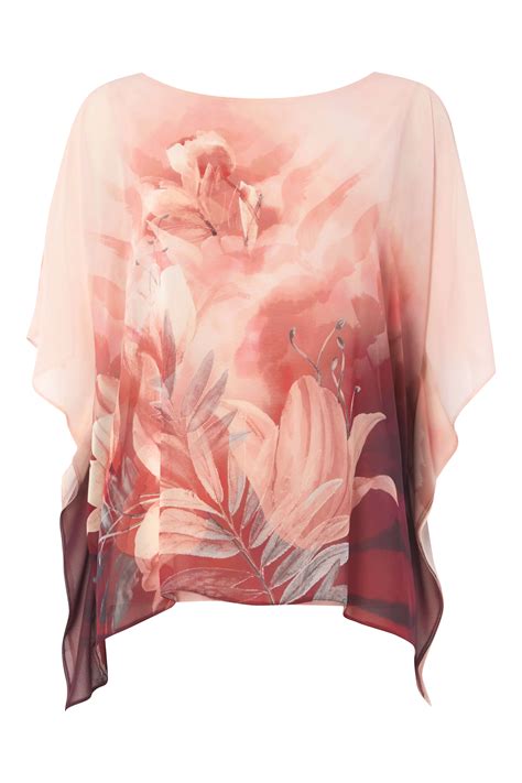 Floral Chiffon Overlayer Top In Rose Roman Originals Uk