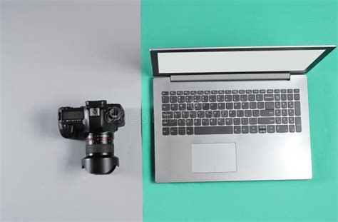 Laptop and camera stock photo. Image of focus, electronics - 163207616