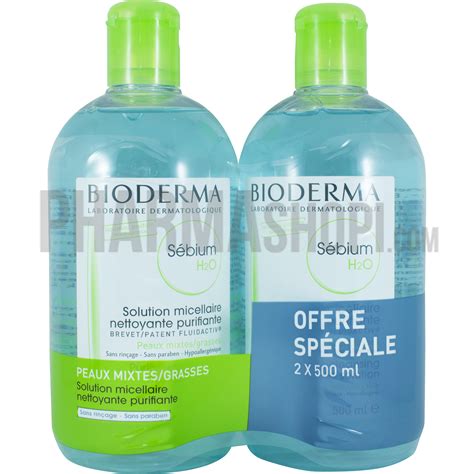 Sébium H2o Solution Micellaire Nettoyante Purifiante Bioderma 2 Flacons De 500 Ml