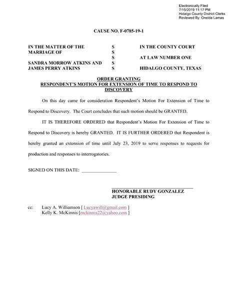 Proposed Order Respondent S Motion For Extension Of Time To Respond