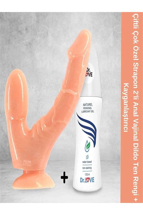 DrLove Çiftli Çok Özel Strapon li Anal Vajinal Dildo Ten Rengi Kayganlaştırıcı Fiyatı