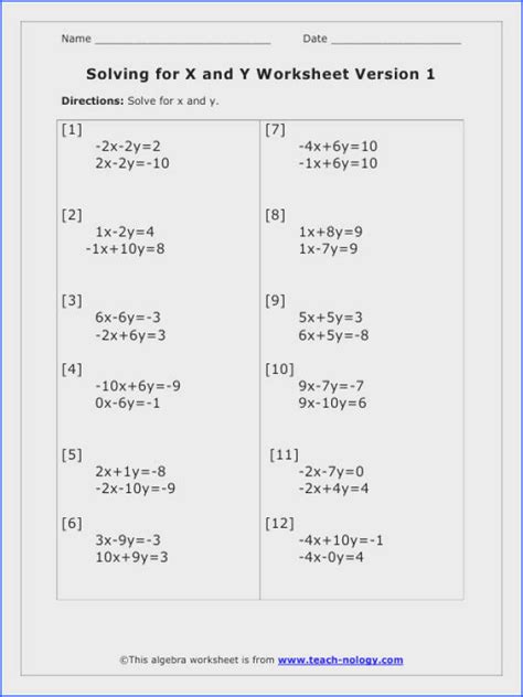 Solve For X Equations Worksheets Equations Worksheets