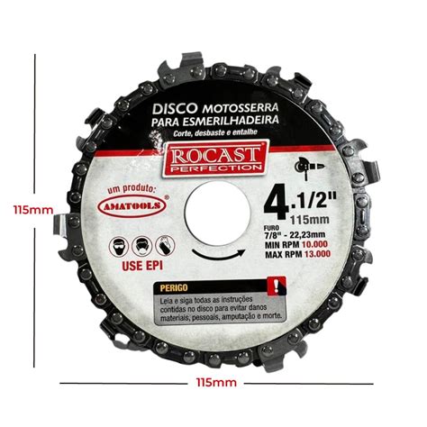 Disco Corrente De Motosserra Para Lixadeira Esmerilhadeira