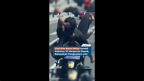 Viral Pria Bawa Motor Sambil Rebahan Di Margonda Depok Bahayakan